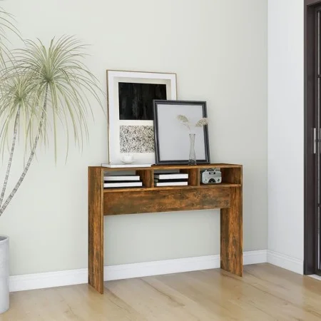 Smoked oak plywood console table 105x30x80 cm by vidaXL, Side tables - Ref: Foro24-815939, Price: 40,96 €, Discount: %