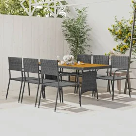 idaXL Garden Dining Set 7 Pieces Gray Synthetic Rattan by vidaXL, Garden sets - Ref: Foro24-3120112, Price: 370,57 €, Discoun...