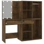 Dressing table with LED and smoked oak plywood cabinet by vidaXL, Bedroom Dressers - Ref: Foro24-3120188, Price: 187,78 €, Di...