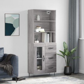 Aparador alto madera contrachapada gris sonoma 69,5x34x180 cm Aparador alto madera contrachapada gris sonoma 69,5x34x180 cm