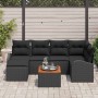 Conjunto de sofá de jardín 7 pcs Negro Poliratán