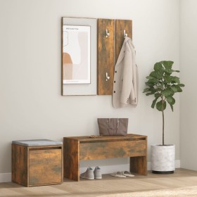 Flurmöbel-Set aus geräuchertem Eichensperrholz von vidaXL, Kleiderschränke - Ref: Foro24-3120194, Preis: 102,93 €, Rabatt: %