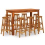 Garten-Barmöbel-Set 9-teilig aus massivem Akazienholz von vidaXL, Gartensets - Ref: Foro24-3116024, Preis: 533,90 €, Rabatt: %