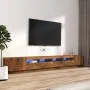 Set de muebles TV con LEDS 3 pzas contrachapada roble ahumado de vidaXL, Muebles TV - Ref: Foro24-3120176, Precio: 156,48 €, ...