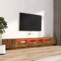 Set de muebles TV con LEDS 3 pzas contrachapada roble ahumado de vidaXL, Muebles TV - Ref: Foro24-3120176, Precio: 156,48 €, ...