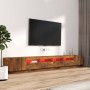 TV-Möbelset mit LEDS, 3-teilig, geräuchertes Eichensperrholz von vidaXL, TV-Möbel - Ref: Foro24-3120176, Preis: 158,39 €, Rab...