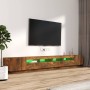 Set de muebles TV con LEDS 3 pzas contrachapada roble ahumado de vidaXL, Muebles TV - Ref: Foro24-3120176, Precio: 160,40 €, ...