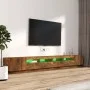 Set de muebles TV con LEDS 3 pzas contrachapada roble ahumado de vidaXL, Muebles TV - Ref: Foro24-3120176, Precio: 156,48 €, ...