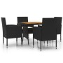 5-Piece Black Synthetic Rattan Garden Dining Set by vidaXL, Garden sets - Ref: Foro24-3120090, Price: 282,20 €, Discount: %