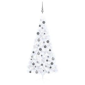 Halber Weihnachtsbaum mit Lichtern und Kugeln weiß 180 cm von vidaXL, Weihnachtsbäume - Ref: Foro24-3077656, Preis: 59,13 €, ...