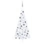 Medio árbol de Navidad con luces y bolas blanco 180 cm de vidaXL, Arboles de navidad - Ref: Foro24-3077656, Precio: 57,18 €