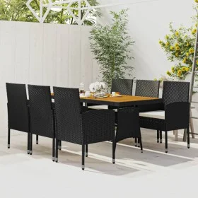Garden dining set 7 pieces black synthetic rattan by vidaXL, Garden sets - Ref: Foro24-3120108, Price: 472,41 €, Discount: %