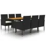 Garden dining set 7 pieces black synthetic rattan by vidaXL, Garden sets - Ref: Foro24-3120108, Price: 472,49 €, Discount: %