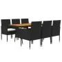 Garten-Essgruppe 7-teilig aus schwarzem synthetischem Rattan von vidaXL, Gartensets - Ref: Foro24-3120108, Preis: 472,49 €, R...