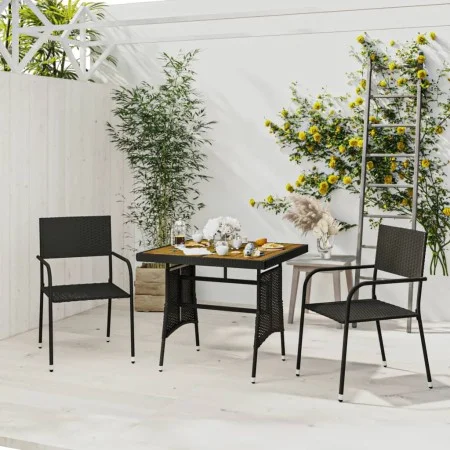 Garten-Essgruppe 3-teilig aus schwarzem synthetischem Rattan von vidaXL, Gartensets - Ref: Foro24-3120086, Preis: 158,33 €, R...