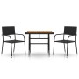 Garten-Essgruppe 3-teilig aus schwarzem synthetischem Rattan von vidaXL, Gartensets - Ref: Foro24-3120086, Preis: 160,30 €, R...