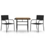 Garten-Essgruppe 3-teilig aus schwarzem synthetischem Rattan von vidaXL, Gartensets - Ref: Foro24-3120086, Preis: 158,33 €, R...