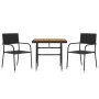 Garten-Essgruppe 3-teilig aus schwarzem synthetischem Rattan von vidaXL, Gartensets - Ref: Foro24-3120086, Preis: 158,33 €, R...