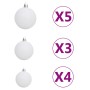 Halber Weihnachtsbaum mit Lichtern und Kugeln weiß 180 cm von vidaXL, Weihnachtsbäume - Ref: Foro24-3077656, Preis: 59,13 €, ...