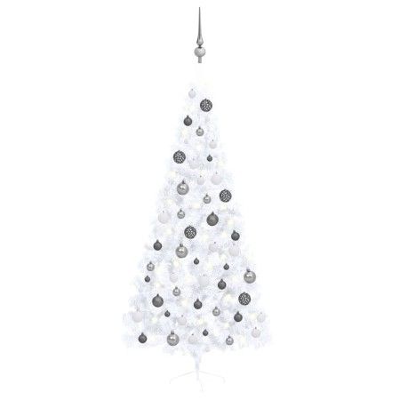 Half Christmas tree with white lights and balls 120 cm by vidaXL, Christmas trees - Ref: Foro24-3077657, Price: 70,59 €, Disc...