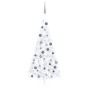 Halber Weihnachtsbaum mit Lichtern und weißen Kugeln 120 cm von vidaXL, Weihnachtsbäume - Ref: Foro24-3077657, Preis: 70,59 €...