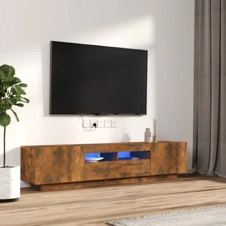 TV-Möbelset mit LEDS, 2-teilig, geräuchertes Eichensperrholz von vidaXL, TV-Möbel - Ref: Foro24-3120167, Preis: 96,44 €, Raba...