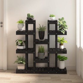 Solid black pine wood plant stand 104.5x25x109.5 cm by vidaXL, Pot stands - Ref: Foro24-822096, Price: 118,23 €, Discount: %
