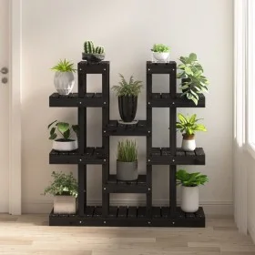 Solid black pine wood plant stand 104.5x25x109.5 cm by vidaXL, Pot stands - Ref: Foro24-822096, Price: 116,72 €, Discount: %
