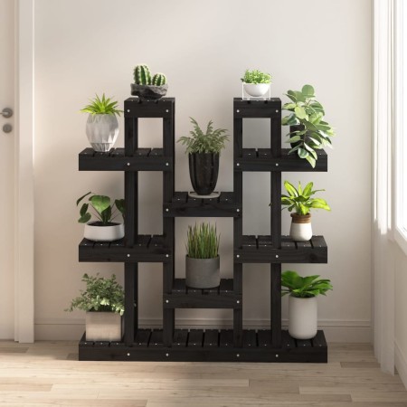 Solid black pine wood plant stand 104.5x25x109.5 cm by vidaXL, Pot stands - Ref: Foro24-822096, Price: 118,16 €, Discount: %