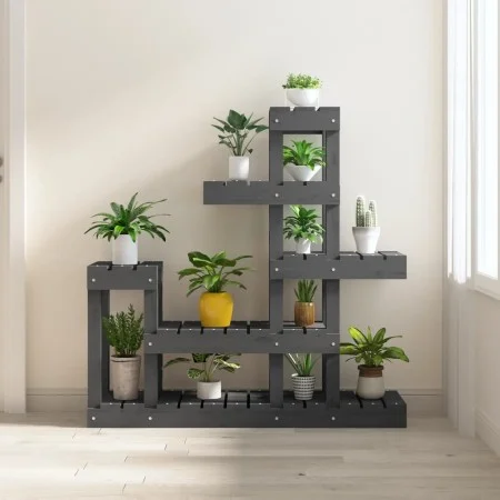 Pflanzenständer aus massivem, grauem Kiefernholz, 92 x 25 x 97 cm von vidaXL, Topfständer - Ref: Foro24-822104, Preis: 75,02 ...