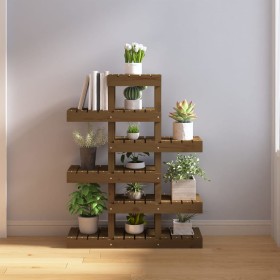 Solid pine wood plant stand in honey brown color, 85x25x109.5 cm by vidaXL, Pot stands - Ref: Foro24-822090, Price: 69,02 €, ...