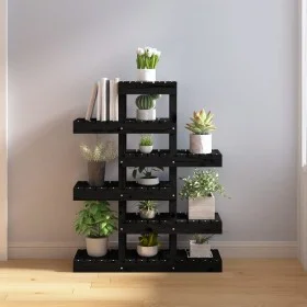 Solid black pine wood plant stand 85x25x109.5 cm by vidaXL, Pot stands - Ref: Foro24-822091, Price: 68,39 €, Discount: %