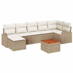 Conjunto de sofá de jardín 8 pcs Beige Poliratán