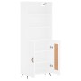 Aparador alto madera contrachapada blanco 69,5x34x180 cm