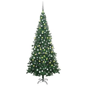 Árbol de Navidad artificial con luces y bolas verde 240 cm
