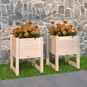 Pflanzgefäß 2 Stück aus massivem Kiefernholz 40x40x52,5 cm von vidaXL, Töpfe und Pflanzgefäße - Ref: Foro24-822108, Preis: 58...