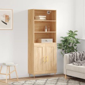 Aparador alto madera contrachapada color roble 69,5x34x180 cm Aparador alto madera contrachapada color roble 69,5x34x180 cm
