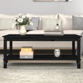 Couchtisch aus massivem schwarzem Kiefernholz, 110 x 55 x 45 cm von vidaXL, Couchtisch - Ref: Foro24-822276, Preis: 117,07 €,...