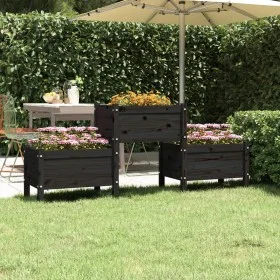 Pflanzgefäß aus massivem Kiefernholz schwarz 178,5x44x75 cm von vidaXL, Töpfe und Pflanzgefäße - Ref: Foro24-822251, Preis: 1...