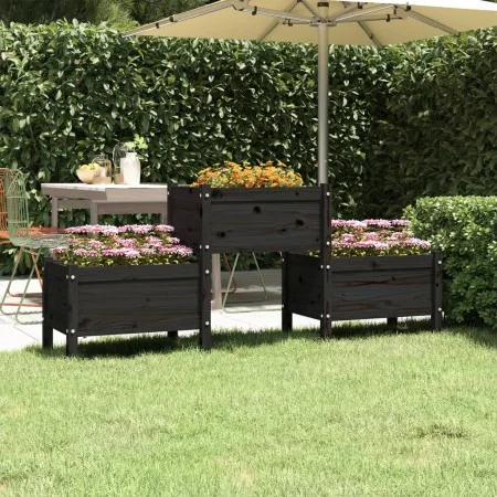 Solid black pine wood planter 178.5x44x75 cm by vidaXL, Pots and planters - Ref: Foro24-822251, Price: 157,15 €, Discount: %