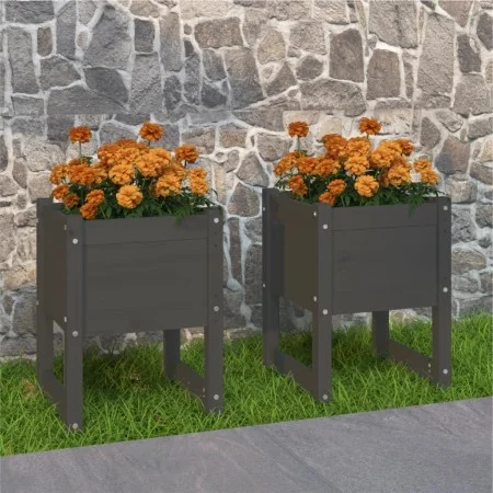 Planter 2 units solid gray pine wood 40x40x52.5 cm by vidaXL, Pots and planters - Ref: Foro24-822112, Price: 69,53 €, Discoun...