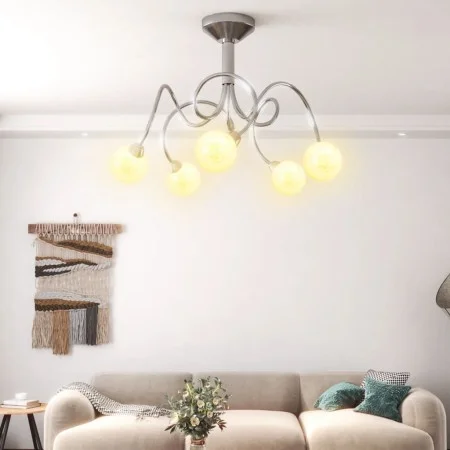 Lámpara de techo pantallas cristal redonda 5 bombillas LED G9 by vidaXL, ceiling lights - Ref: Foro24-337907, Price: 44,60 €,...