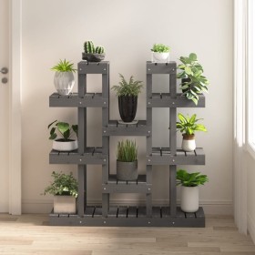 Pflanzenständer aus massivem grauem Kiefernholz 104,5 x 25 x 109,5 cm von vidaXL, Topfständer - Ref: Foro24-822094, Preis: 86...