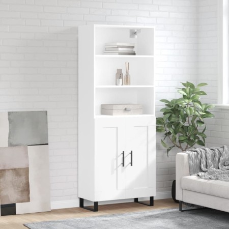 Aparador alto madera contrachapada blanco 69,5x34x180 cm