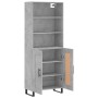 Aparador alto madera contrachapada gris hormigón 69,5x34x180 cm