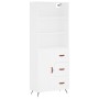 Aparador alto madera contrachapada blanco 69,5x34x180 cm