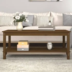 Solid honey brown pine wood coffee table 110x55x45 cm by vidaXL, Coffee table - Ref: Foro24-822275, Price: 95,11 €, Discount: %