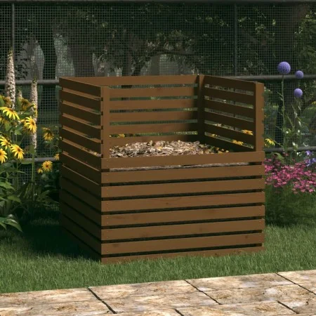 Solid pine wood composter in honey brown color, 100x100x102 cm. by vidaXL, Composters - Ref: Foro24-822195, Price: 186,06 €, ...