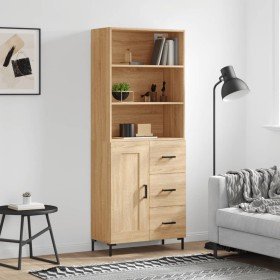 Aparador alto madera contrachapada color roble 69,5x34x180 cm Aparador alto madera contrachapada color roble 69,5x34x180 cm