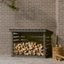 Leñero de madera maciza de pino gris 108x73x79 cm de vidaXL, Accesorios para bolsas y soportes de leña - Ref: Foro24-822229, ...